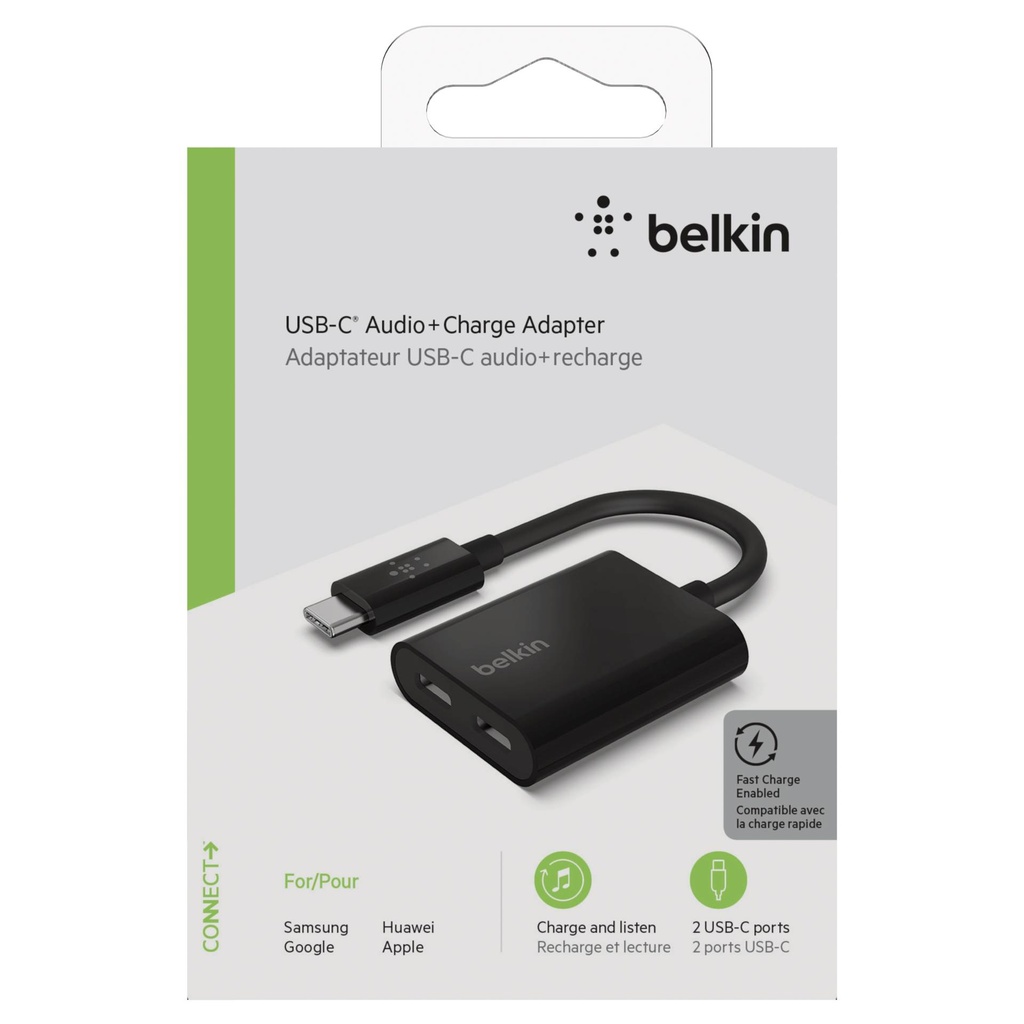 Belkin RockStar Connect USB-C Audio + Charge adapter black
