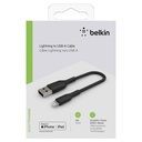 Belkin Lightning to USB-A Cable 15cm, PVC, black, mfi cert.