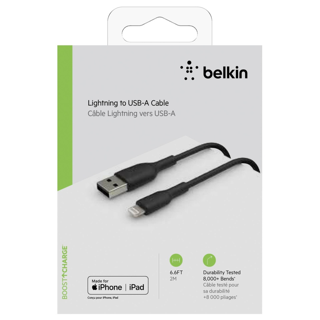 Belkin Lightning Cable 2m, PVC, black, mfi cert.