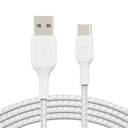 Belkin USB-C/USB-A Cable 3m braided, white CAB002bt3MWH
