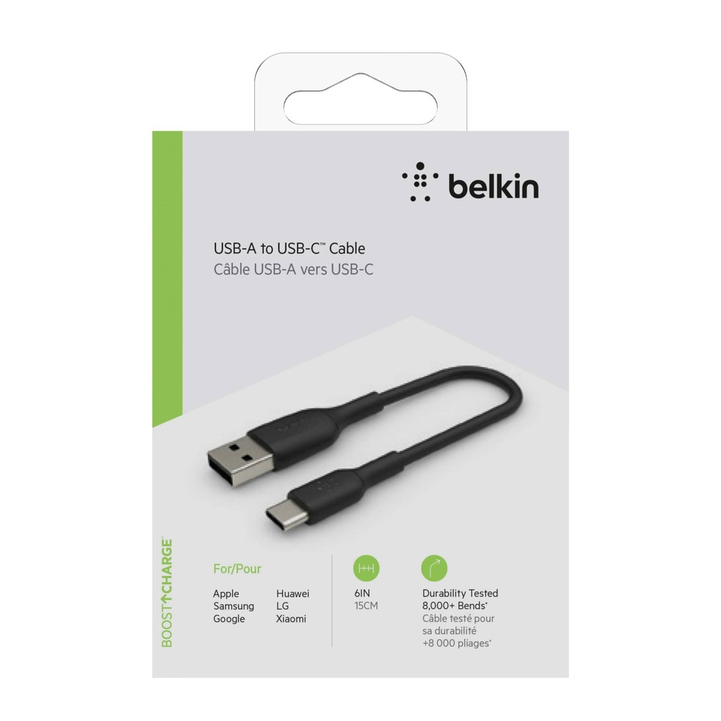 Belkin USB-C/USB-A Cable 15cm PVC, black CAB001bt0MBK