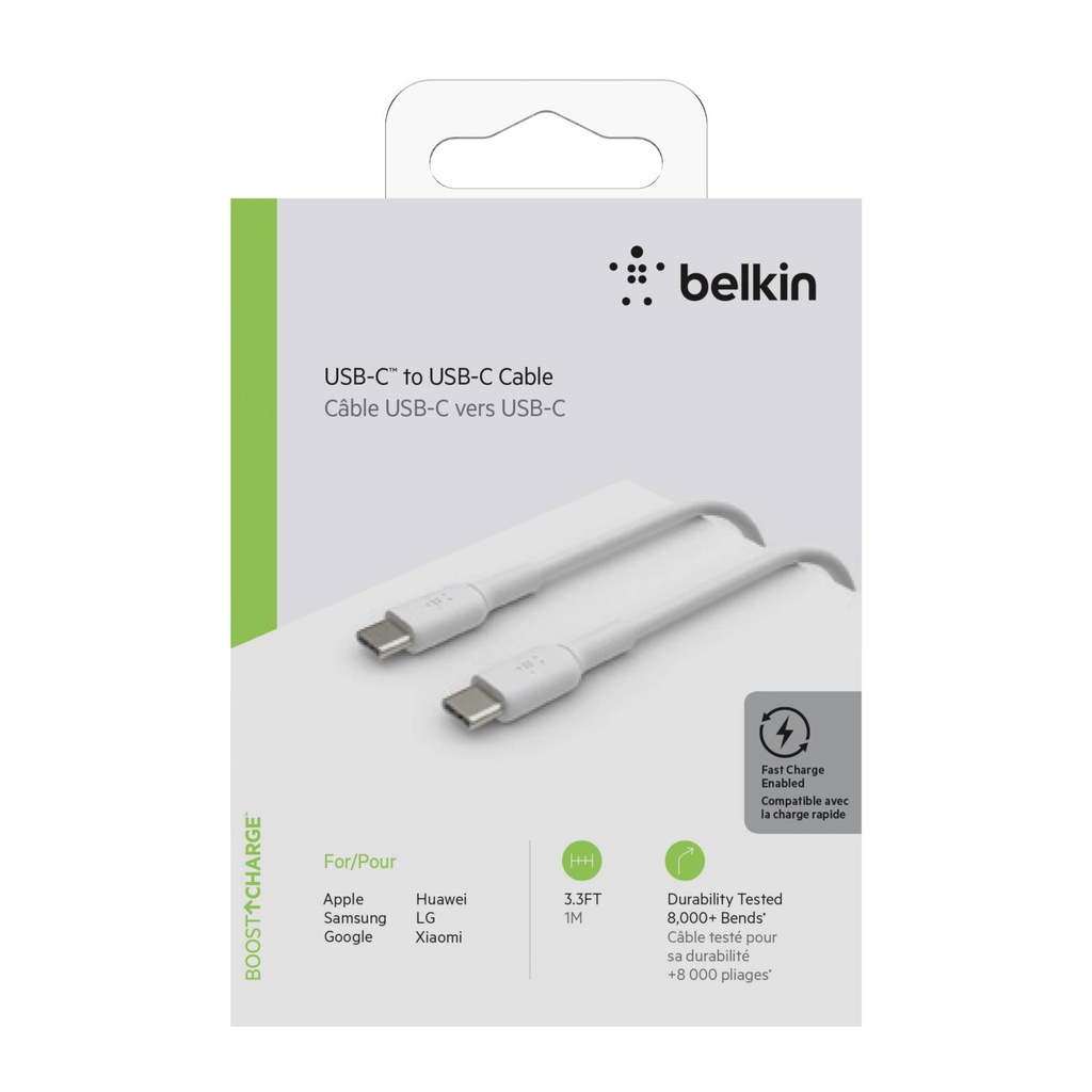 Belkin USB-C/USB-C Cable      1m PVC, white          CAB003bt1MWH