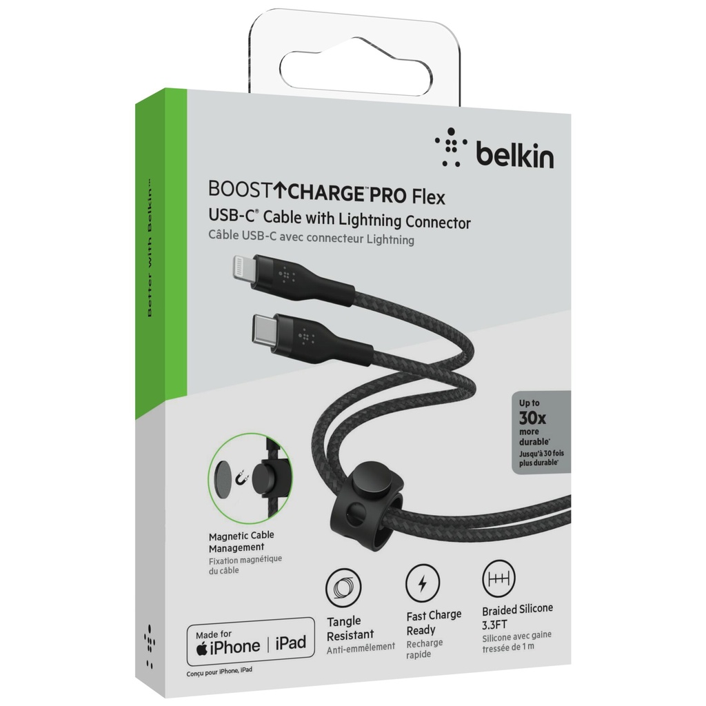 Belkin Flex Lightning/USB-C 15W 1m mfi. cert. black CAA011bt1MBK