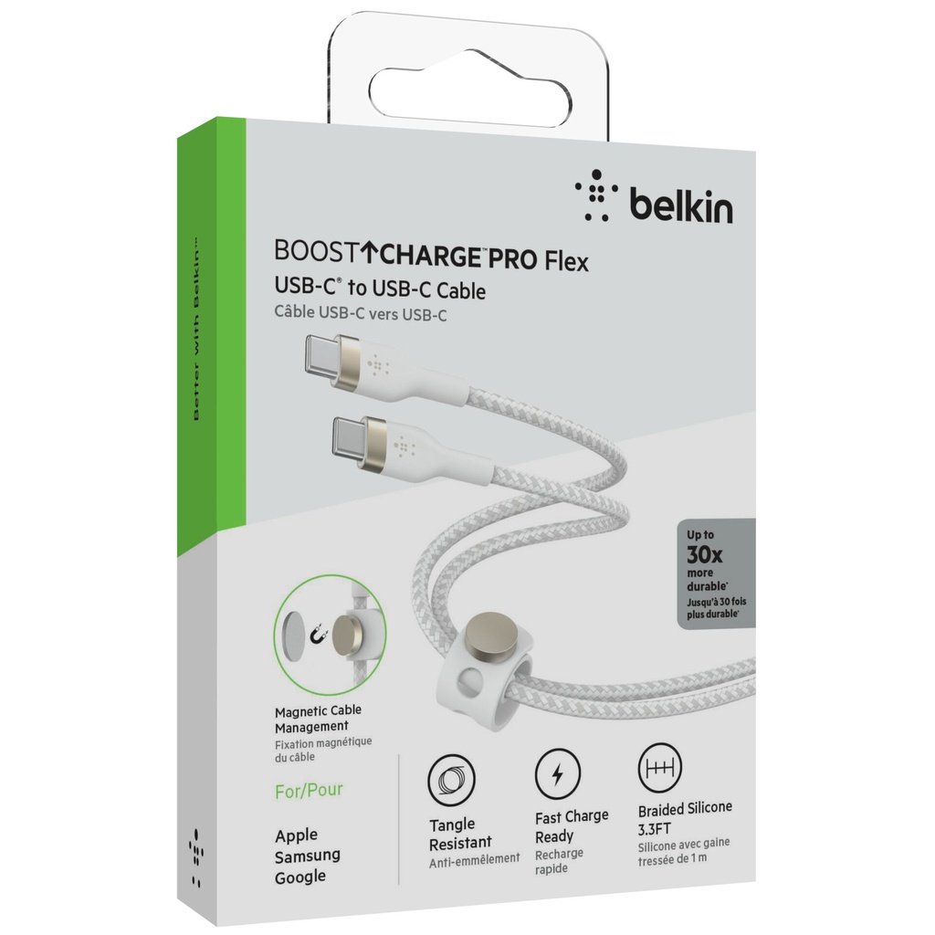 Belkin Flex USB-C/USB-C till 60W 1m, white CAB011bt1MWH