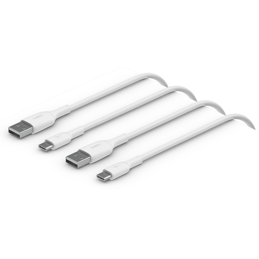 [817714] 1x2 Belkin USB-C/USB-A PVC Cable 1m, 2Pack white  CAB001bt1MWH2PK