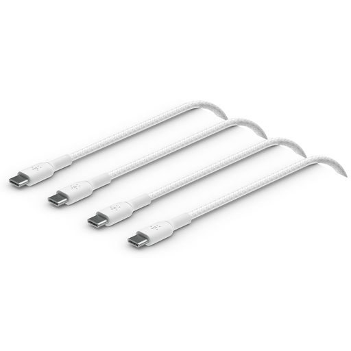 [817735] 1x2 Belkin braided PVC Cable 1m USB-C/USB-C wh.  CAB004bt1MWH2PK