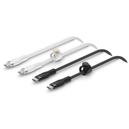 [817749] 1x2 Belkin PRO Flex Silicone 1m USB-C/USB-C b+w  CAB011bt1MBW2PK