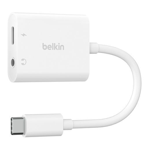 [827563] Belkin RockStar 3,5mm Audio- and USB-C Ladeadap. white NPA004btWH