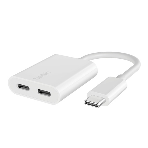 [842907] Belkin RockStar USB-C Audio- and Charge Adapter, white F7U081btWH