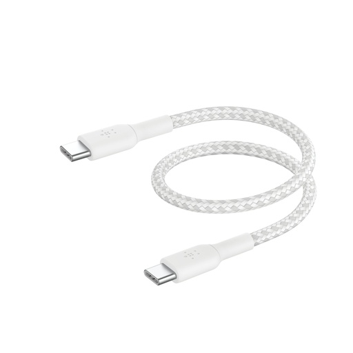[889016] Belkin BOOST CHARGE braided Cab. USB-C/USB-C 15cm wh.CAB004BT0MWM