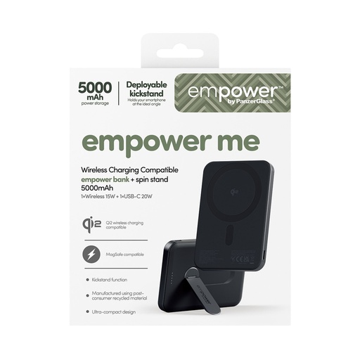 [198202] PanzerGlass empower Powerbank w. Spin Stand 5000mAh Space Black