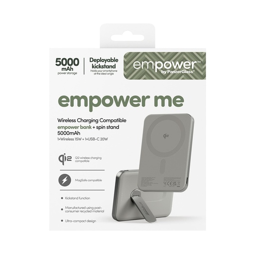 [198223] PanzerGlass empower Powerbank w. Spin Stand 5000mAh Titanium