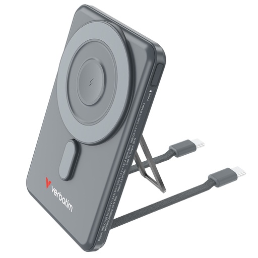 [202416] Verbatim Charge´n´Go 2C  5000mAh magn. PB grau inkl.2 Kabel 32251