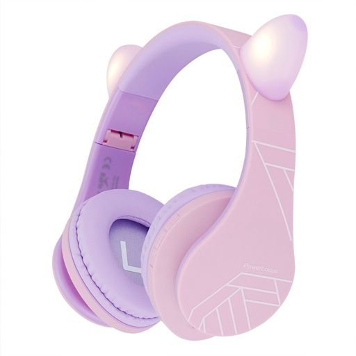 [187191] PowerLocus P2 Kids Headphones purple/pink with Ears