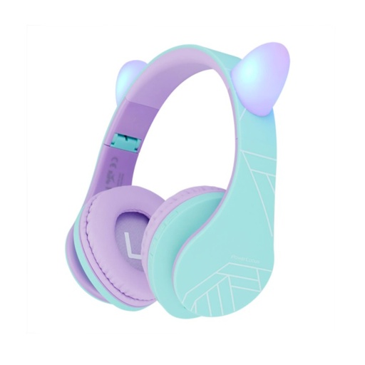 [187198] PowerLocus P2 Kids Headphones purple/turquoise with Ears