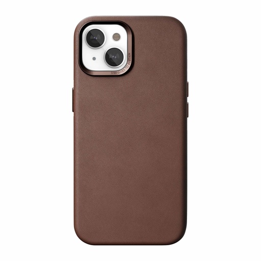 [815257] Woodcessories Bio Leather Case MagSafe iPhone 15 Plus Brown