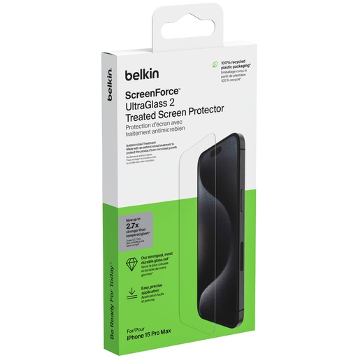 [833821] Belkin Screenforce UltraGlass2 antib. Phone 15 Pro Max OVA134zz