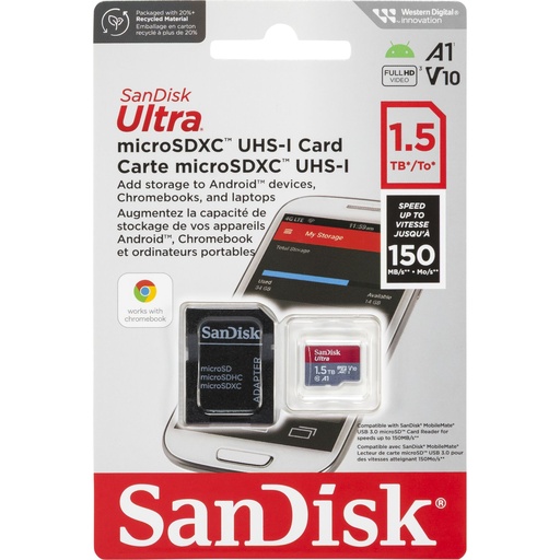 [167031] SanDisk Ultra microSDXC A1 1,5TB 150MB/s Adapt.SDSQUAC-1T50-GN6MA