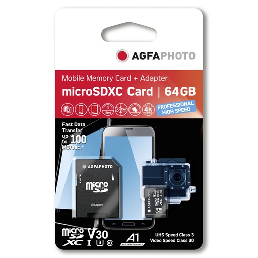[397882] AgfaPhoto MicroSDXC UHS I   64GB Prof. High Speed U3 V30 A1