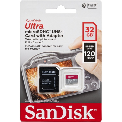 [723193] SanDisk Ultra microSDHC     32GB 140MB/s.Adapt.SDSQUA4-032G-GN6IA
