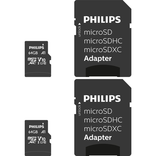 [797988] Philips MicroSDXC 2-Pack    64GB Class 10 UHS-I U1 incl. Adapter