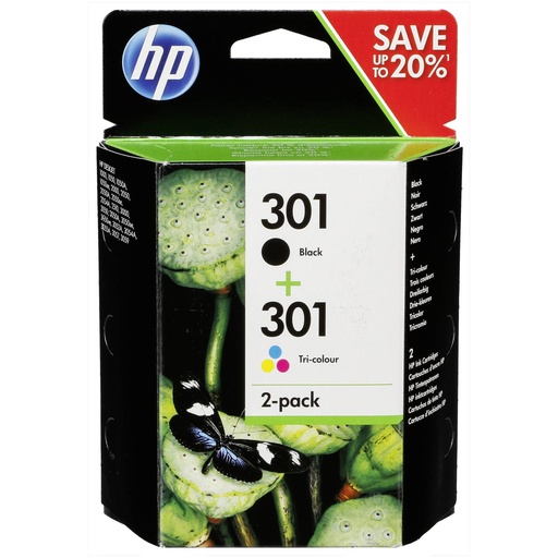[172202] HP N9J72AE Combo 2-Pack BK/Color No. 301