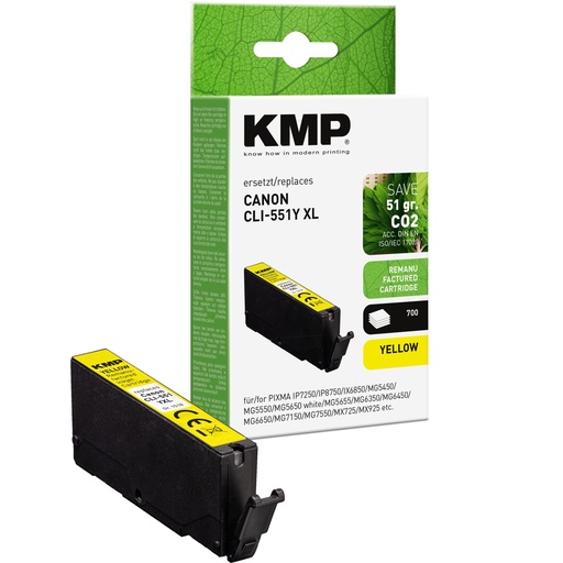 [193372] KMP Tinte yellow ersetzt Canon CLI-551 Y XL 6446B001