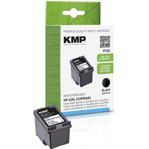[239108] KMP H162 ink cartridge black compatible with HP C2P05AE 62 XL