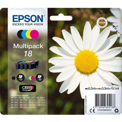 [267766] Epson Claria Home Multipack T 180 BK/C/M/Y            T 1806