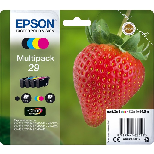[268067] Epson Claria Home Multipack 29 BK/C/M/Y                  T 2986