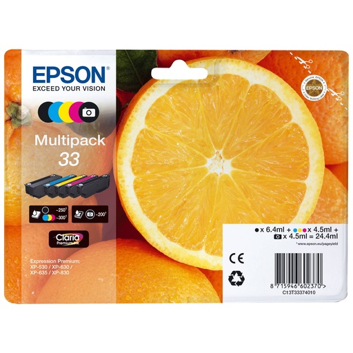 [311005] Epson Multipack Claria Premium BK/PBK/C/M/Y 33           T 3337