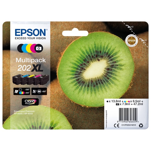 [322709] Epson Multipack Claria Premium T 202 XL BK/PB/C/M/Y      T 02G7