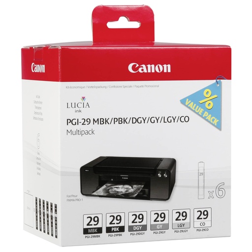 [829675] Canon PGI-29 Multipack MBK/PBK/DGY/GY/LGY/CO