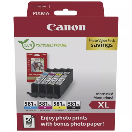 [829684] Canon CLI-581XL BK/C/M/Y Photo Value Pack