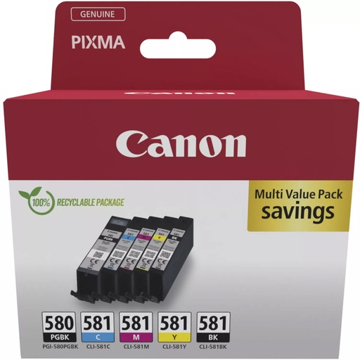 [829698] Canon PGI-580/CLI-581 PGBK/C/M/Y/BK Multipack