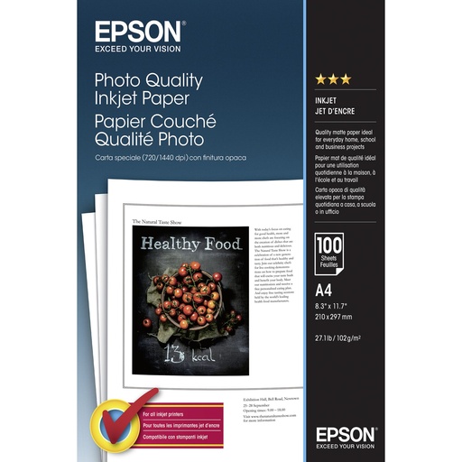 [145614] Epson Photo Quality Inkjet Paper A 4, 100 Sheets, 102 g  S 041061