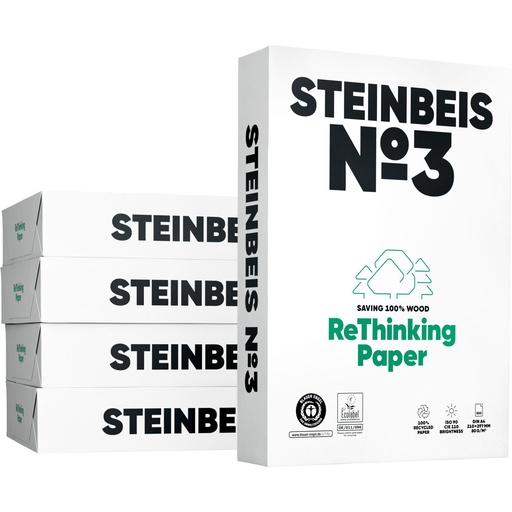 [167325] 5x 500 Blatt Steinbeis No. 3 Recyclingpapier A 4 80 g ISO 90