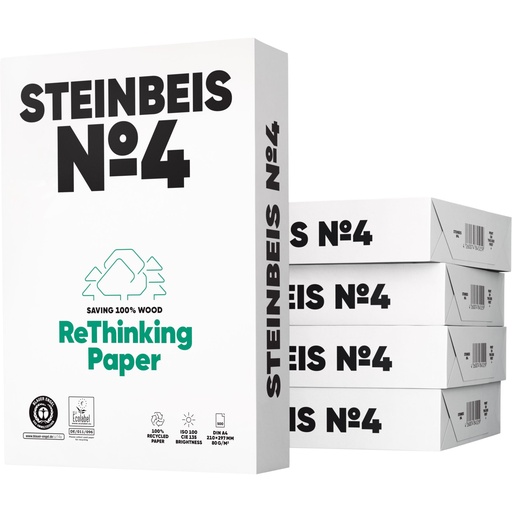 [167346] 5x 500 Blatt Steinbeis No. 4 Recyclingpapier A 4 80 g ISO 100