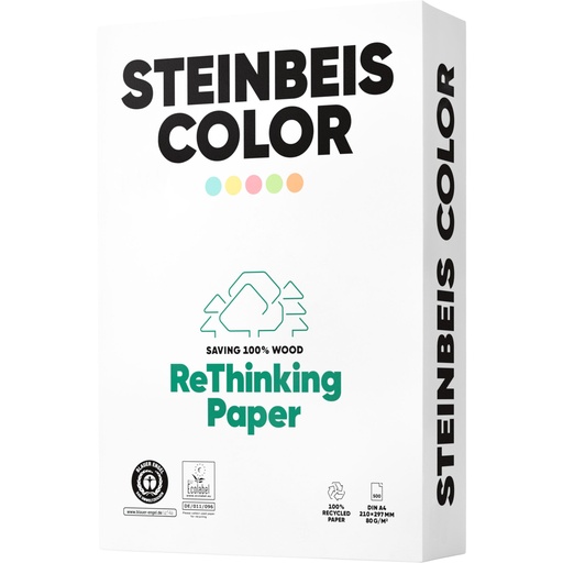 [167395] 5x 500 Bl Steinbeis Color rosa A 4 80 g Recyclingpapier