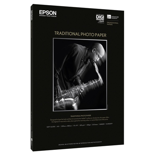 [198695] Epson Traditional Photo Paper silk matte, A3+ 25 Sheet, 330g