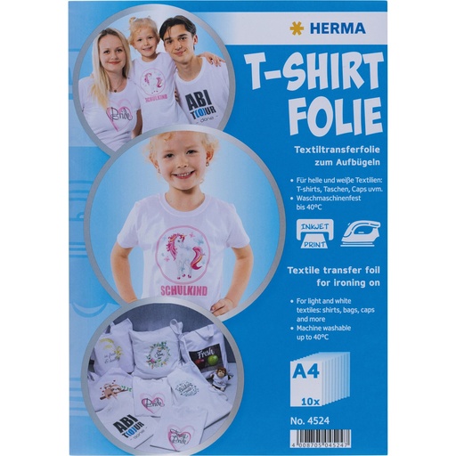 [200827] Herma T-Shirt Folie A4 für helle + weiße Textilien 10 Blatt  4524