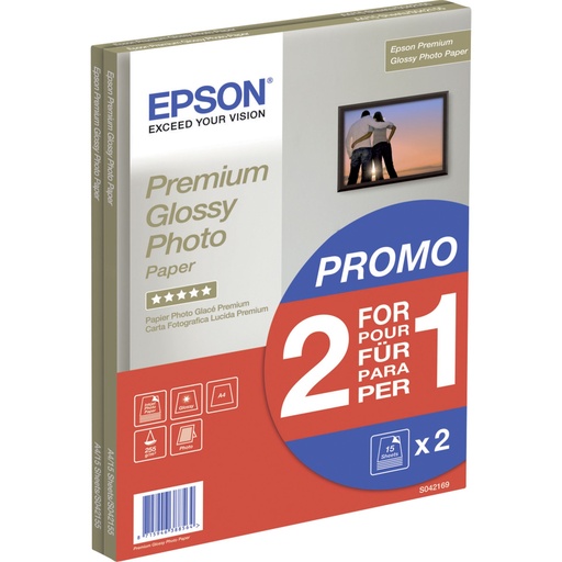 [218120] Epson Premium Glossy Photo Paper A 4, 2x 15 Sh., 255 g   S 042169