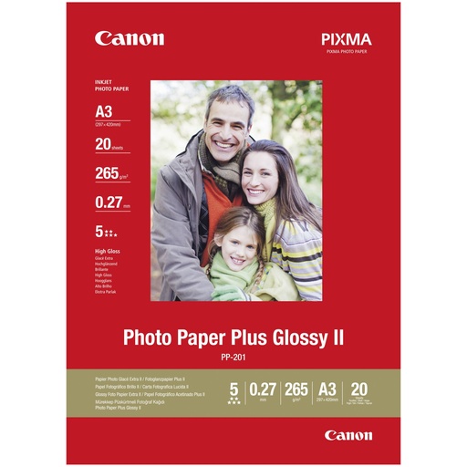 [222530] Canon PP-201 A 3 20 Sheets 265 g Photo Paper Plus Glossy II