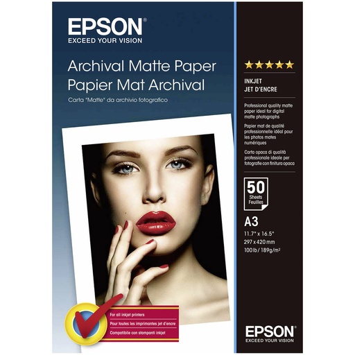[265641] Epson Archival Matte Paper A 3, 50 Sheet, 189 g    S 041344