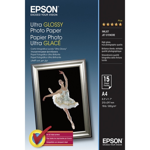 [826068] Epson Ultra Glossy Photo Paper A4, 15 Sheet, 300g    S041927