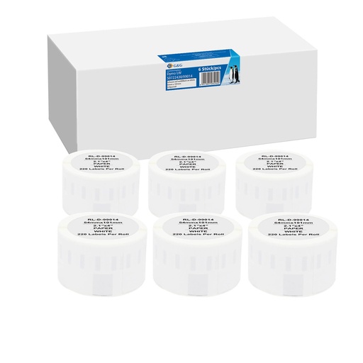 [161333] 6x G&G Etiketten 54mm x 101mm sw Komp. m. Dymo S0722430/ 99014