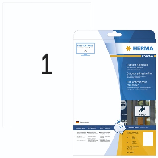 [163298] Herma Outdoor Adhesive Film 9500 210x297  50 sheets 10 pcs.