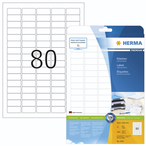 [164551] Herma Label           35,6x16,9 25 Sheets DIN A4 2000 pcs. 4336