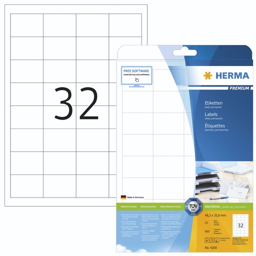 [164831] Herma Labels       48,3x33,8 25 Sheets DIN A4 800 pcs. 4200