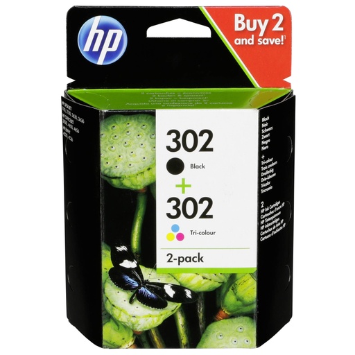 [257714] HP X4D37AE Combo 2-Pack BK/Color No. 302